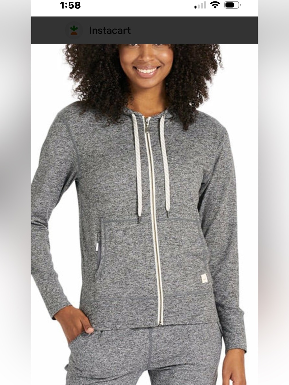 VUORI WOMENS HALO PERFORMANCE HEATHERED GRAY HOODIE SWEATSHIRT ZIP UP SIZE LARGE